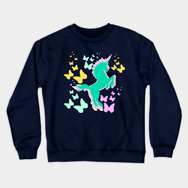 Unicorn and Butterflies Crewneck Sweatshirt by TheDaintyTaurus